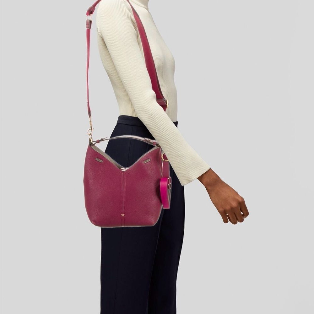 Anya Hindmarch Rose Pink Leather 2way Build A Bag Base Mini Bucket Bag Hearts - Picture 4 of 5